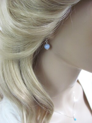 Blue Lace Agate Drop Earrings in Sterling Silver - image6
